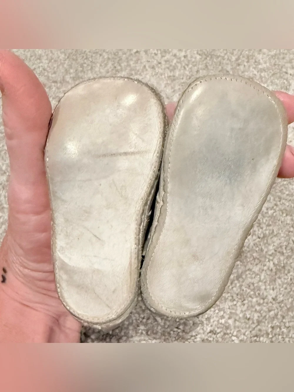 Vintage White Leather Baby Pre-Walker Shoes Soft Sole Lace-Up Booties